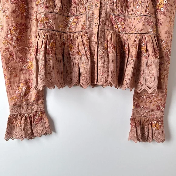 nwt ulla johnson  brigitte paisley lace blouse in foxglove mauve, size 4 - Picture 11 of 11